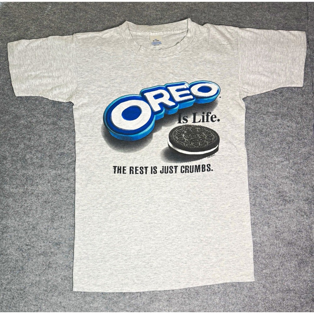 VTG 1996 Oreo Is Life Big 36/Small Logotel Gray Graphic T-Shirt Cotton USA RARE